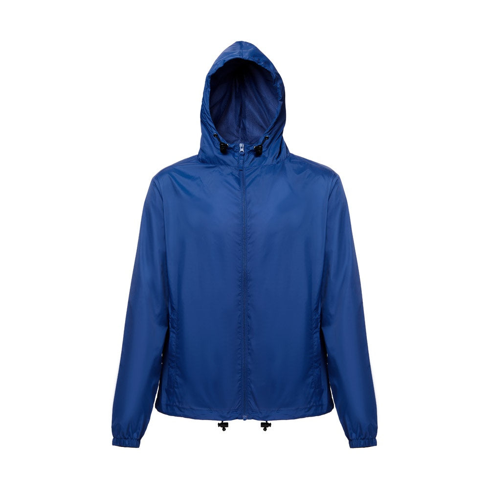 THC DUBLINERS promotional jacket in royal blue (detail view) with custom logo branding