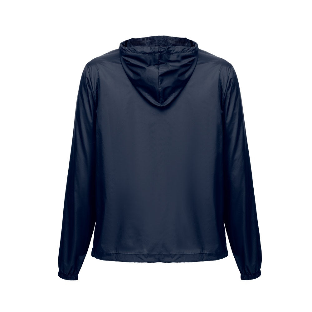 THC DUBLINERS promotional jacket in navy blue (detail view) with custom logo branding