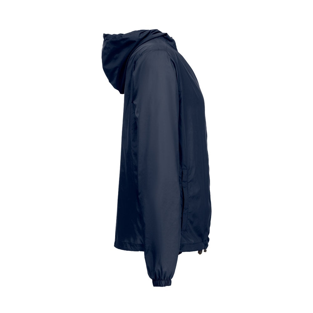 THC DUBLINERS promotional jacket in navy blue (detail view) with custom logo branding
