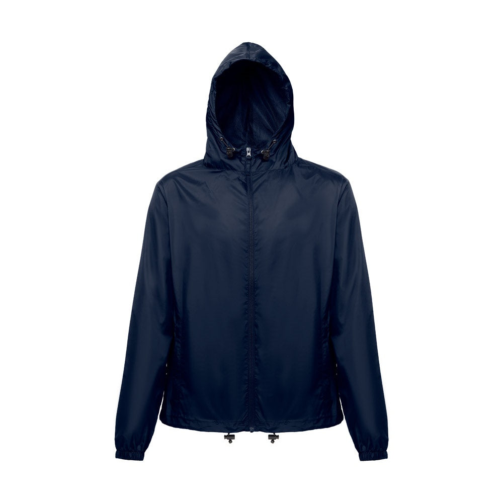 THC DUBLINERS promotional jacket in navy blue (detail view) with custom logo branding