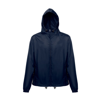 THC DUBLINERS promotional jacket in navy blue (detail view) with custom logo branding