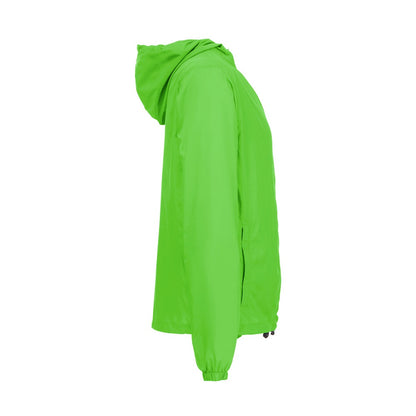 THC DUBLINERS promotional jacket in lime green (detail view) with custom logo branding