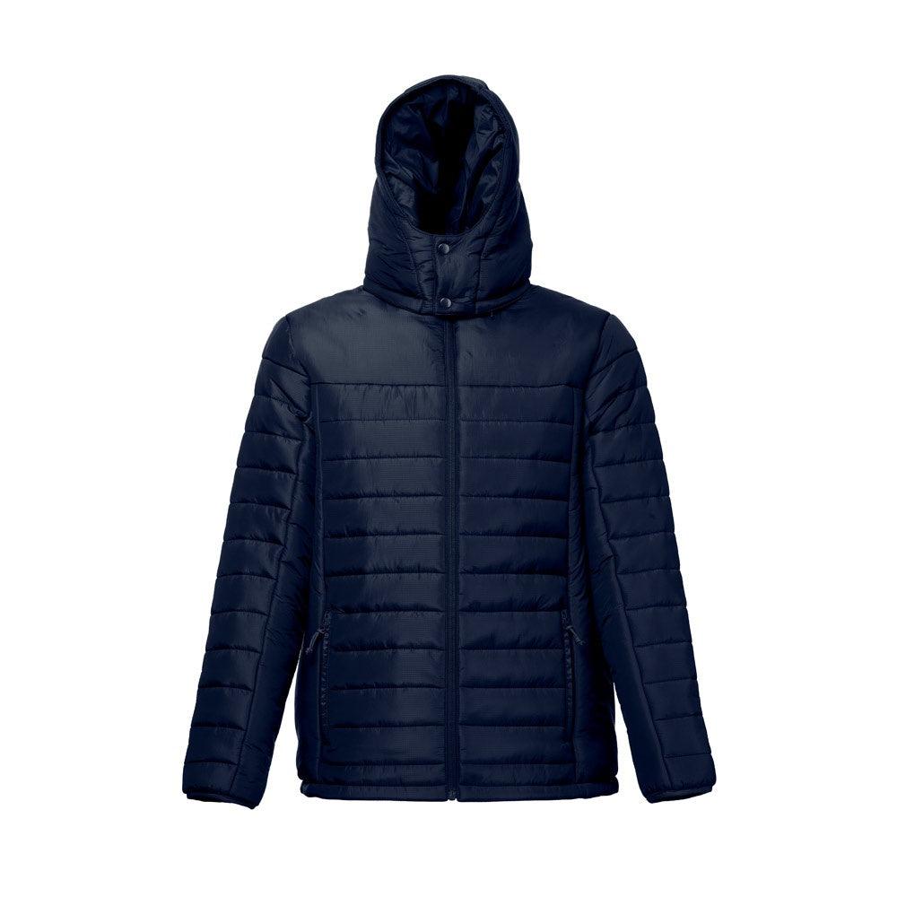 THC SHIELD promotional jacket in navy blue (detail view) with custom logo branding