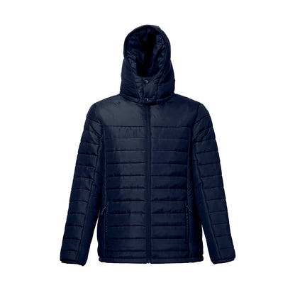 THC SHIELD promotional jacket in navy blue (detail view) with custom logo branding