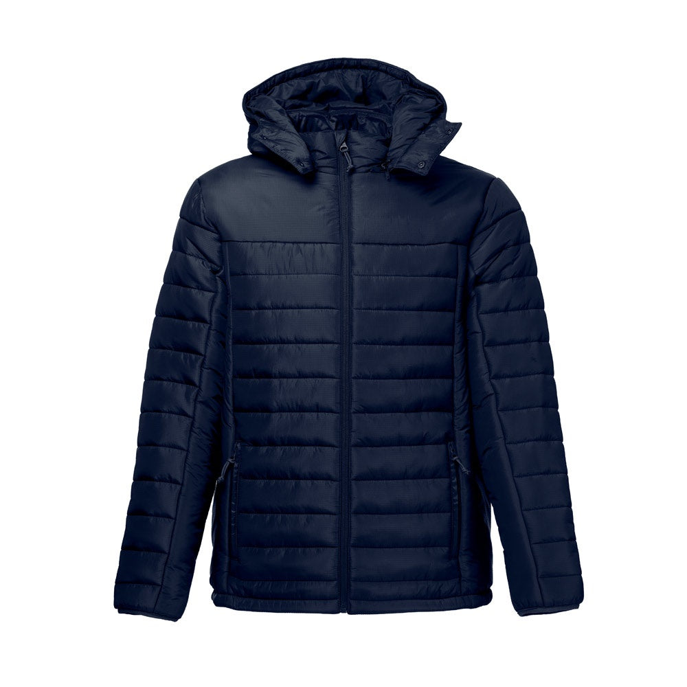 THC SHIELD promotional jacket in navy blue with custom logo branding