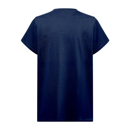 THC SOFIA REGULAR promotional t-shirt in blue (detail view) with custom logo branding