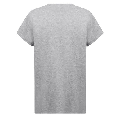 THC SOFIA REGULAR promotional t-shirt in heather light grey (detail view) with custom logo branding