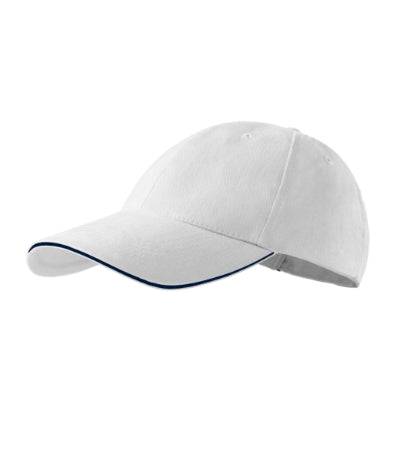 MALFINI SANDWICH 6P Unisex cap in white - promotional clothing printed with your company logo