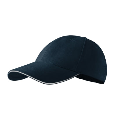 MALFINI SANDWICH 6P Unisex cap in navy blue - promotional clothing printed with your company logo