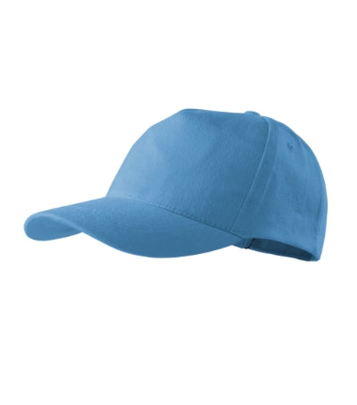 MALFINI 5P Unisex cap in azure blue - promotional clothing printed with your company logo