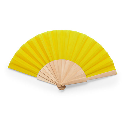 Stamina CALESA Hand fan with wooden ribs in yellow - promotional merchandise printed with your company logo