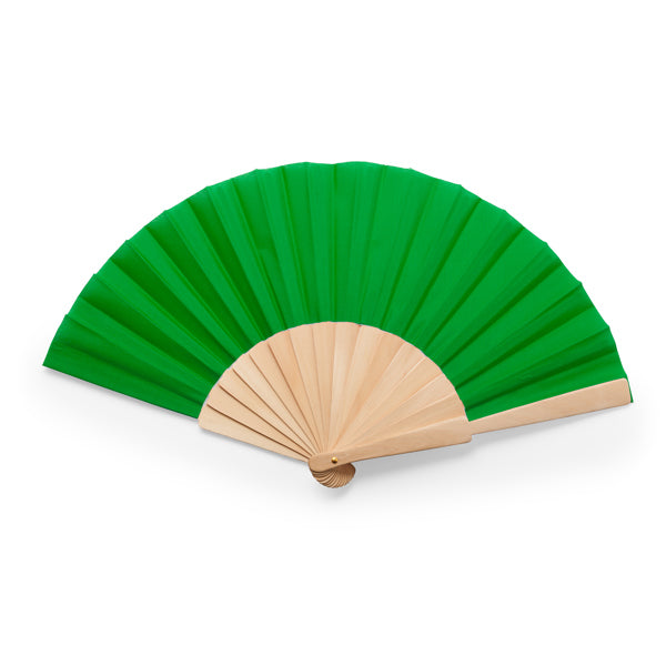 Stamina CALESA Hand fan with wooden ribs in fern green - promotional merchandise printed with your company logo