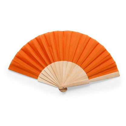 Stamina CALESA Hand fan with wooden ribs in orange - promotional merchandise printed with your company logo