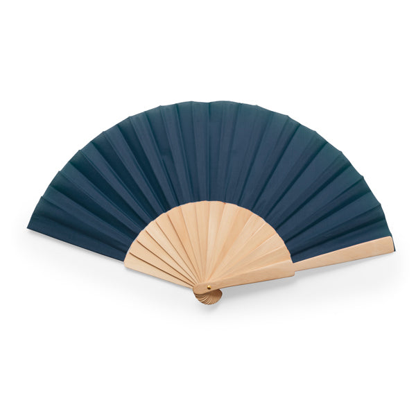 Stamina CALESA Hand fan with wooden ribs in navy blue - promotional merchandise printed with your company logo