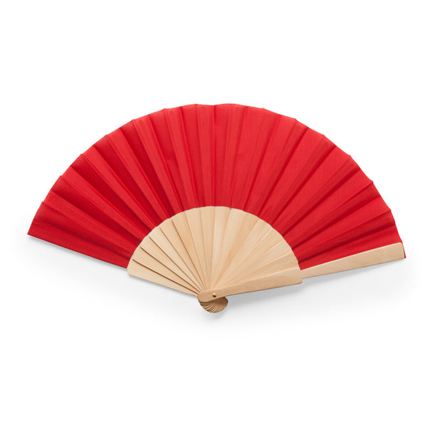 Stamina CALESA Hand fan with wooden ribs in red - promotional merchandise printed with your company logo