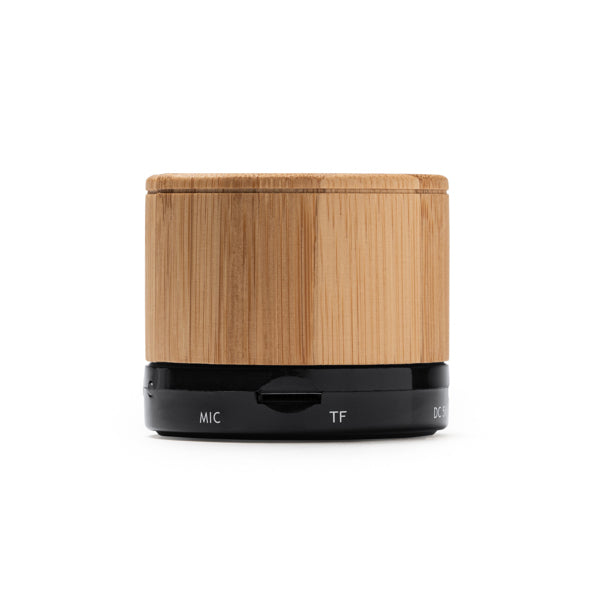 Stamina NERVO Natural bamboo Bluetooth speaker in black - promotional merchandise printed with your company logo