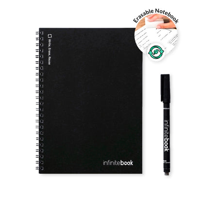INFINITEBOOK PLAIN A5 promotional notebook in black (detail view) with custom logo branding