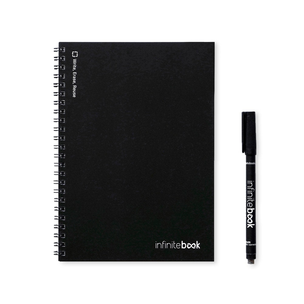 INFINITEBOOK PLAIN A5 promotional notebook in black with custom logo branding