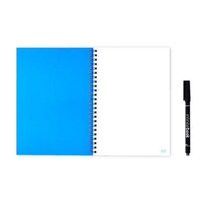 INFINITEBOOK PLAIN A5 promotional notebook in royal blue (detail view) with custom logo branding