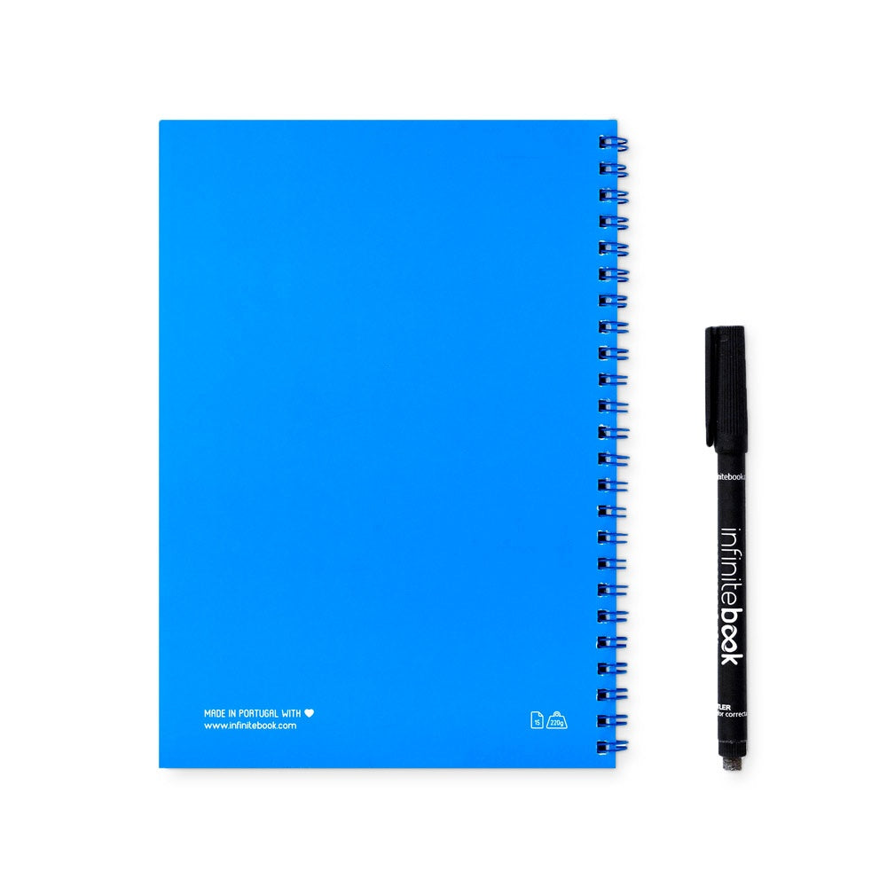 INFINITEBOOK PLAIN A5 promotional notebook in royal blue (detail view) with custom logo branding