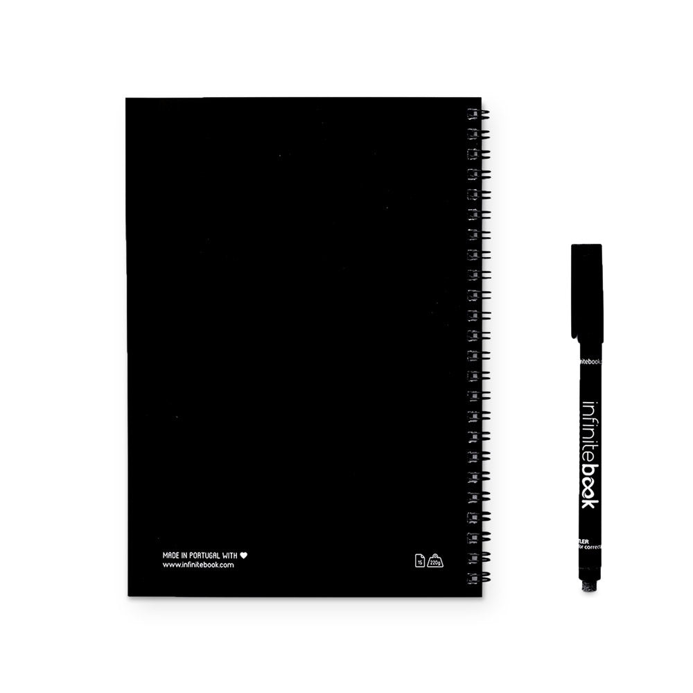 INFINITEBOOK LINED A5 promotional notebook in black (detail view) with custom logo branding