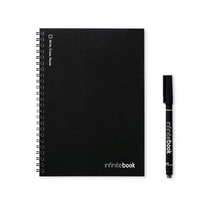 INFINITEBOOK LINED A5 promotional notebook in black with custom logo branding
