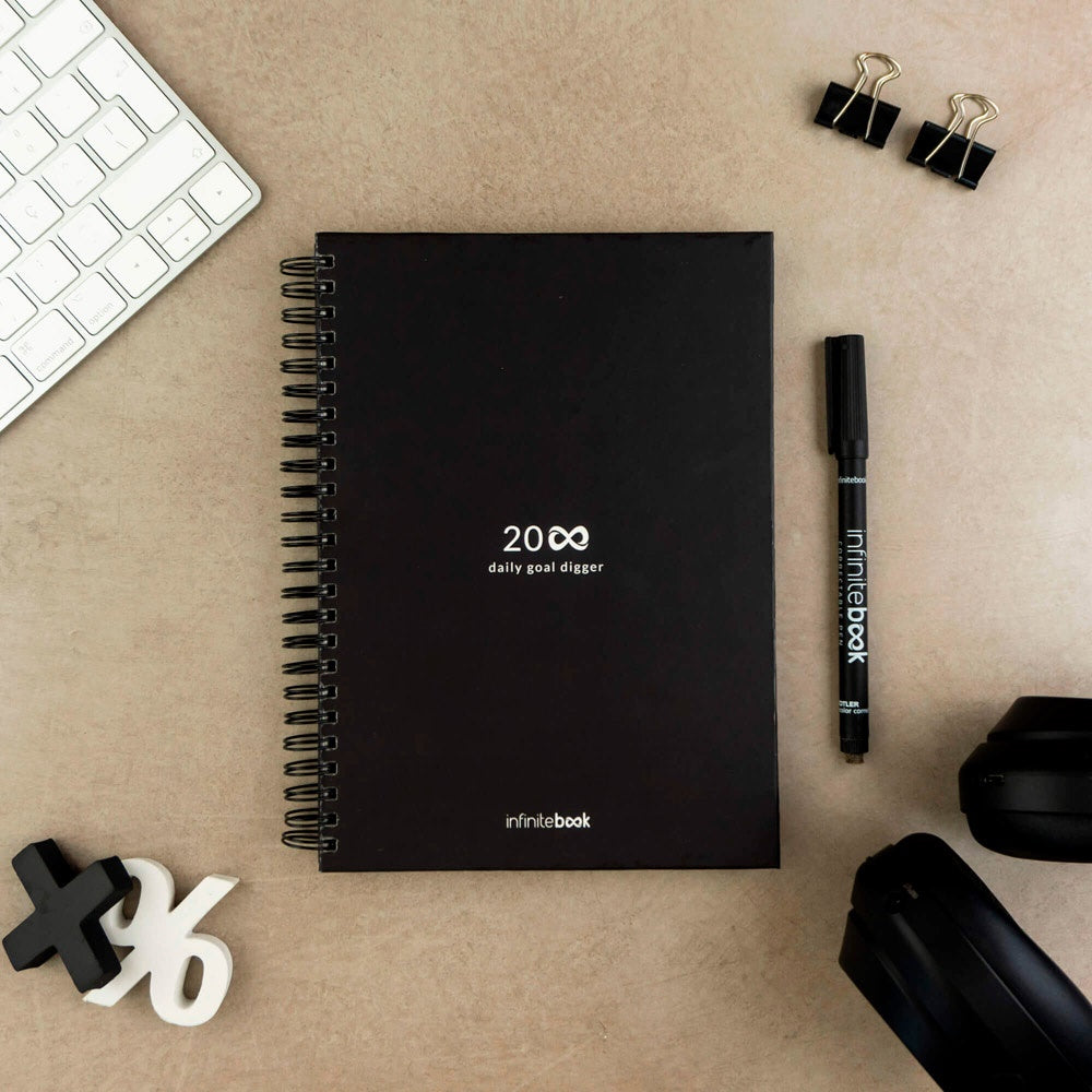 STARTER KIT INFINITE PLANNER A5 promotional notebook in black with custom logo branding