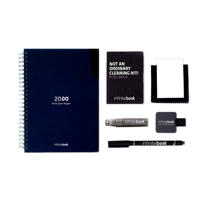 STARTER KIT INFINITE PLANNER A5 promotional notebook in navy blue with custom logo branding