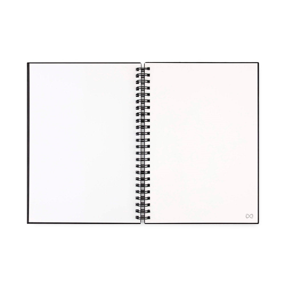 STARTER KIT INFINITEBOOK A5 promotional notebook in black (detail view) with custom logo branding