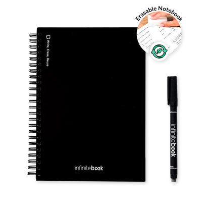 STARTER KIT INFINITEBOOK A5 promotional notebook in black (detail view) with custom logo branding
