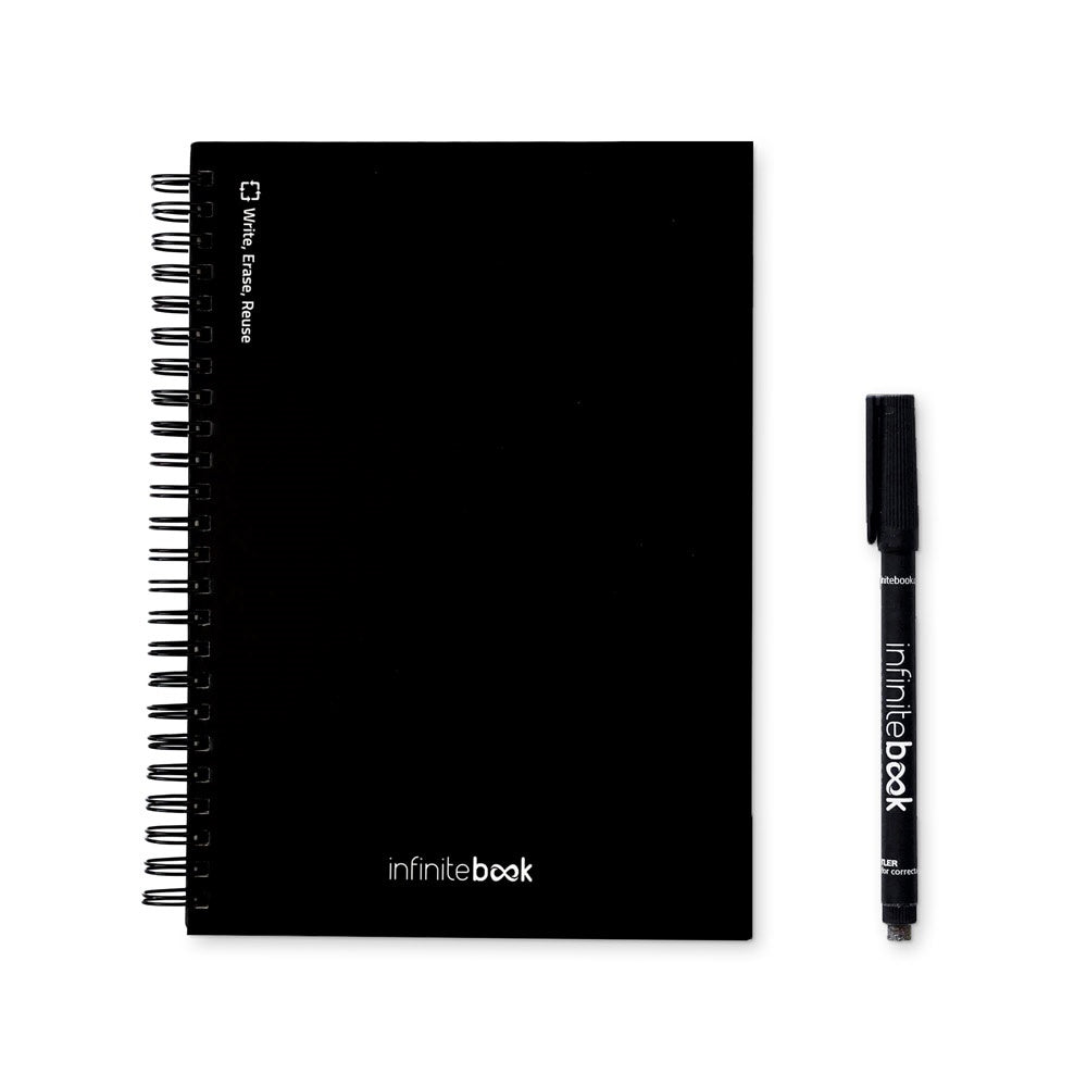 STARTER KIT INFINITEBOOK A5 promotional notebook in black with custom logo branding