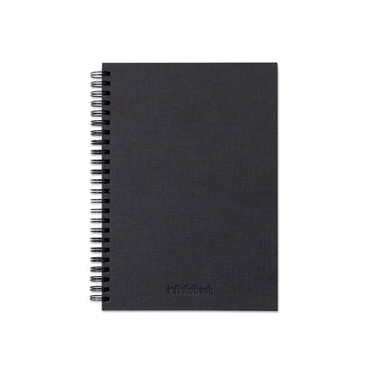 STARTER KIT INFINITEBOOK A5 PLANNER TEXTURE promotional notebook in black (detail view) with custom logo branding