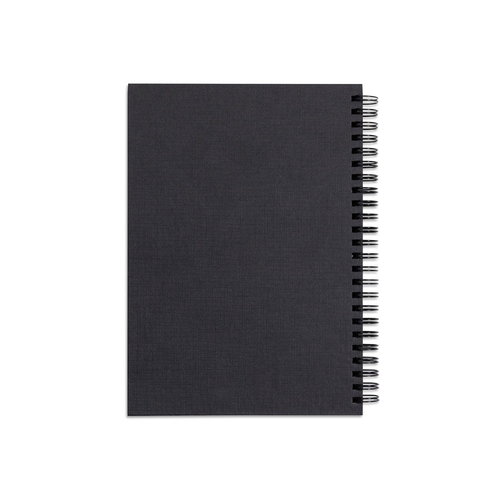 STARTER KIT INFINITEBOOK A5 PLANNER TEXTURE promotional notebook in black (detail view) with custom logo branding