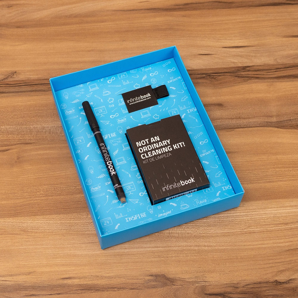 STARTER KIT INFINITEBOOK A5 PLANNER TEXTURE promotional notebook in black (detail view) with custom logo branding