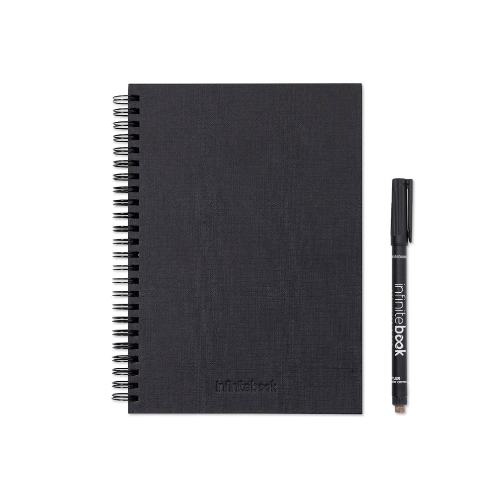 STARTER KIT INFINITEBOOK A5 PLANNER TEXTURE promotional notebook in black with custom logo branding