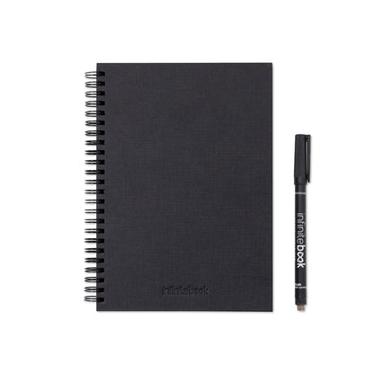 STARTER KIT INFINITEBOOK A5 PLANNER TEXTURE promotional notebook in black with custom logo branding