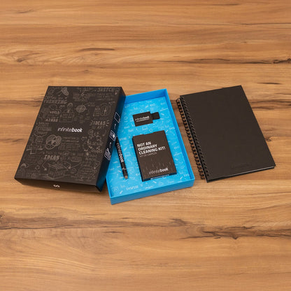STARTER KIT INFINITEBOOK A5 PLANNER TEXTURE promotional notebook in black with custom logo branding