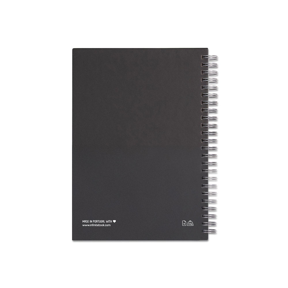 STARTER KIT INFINITEBOOK promotional notebook in black (detail view) with custom logo branding