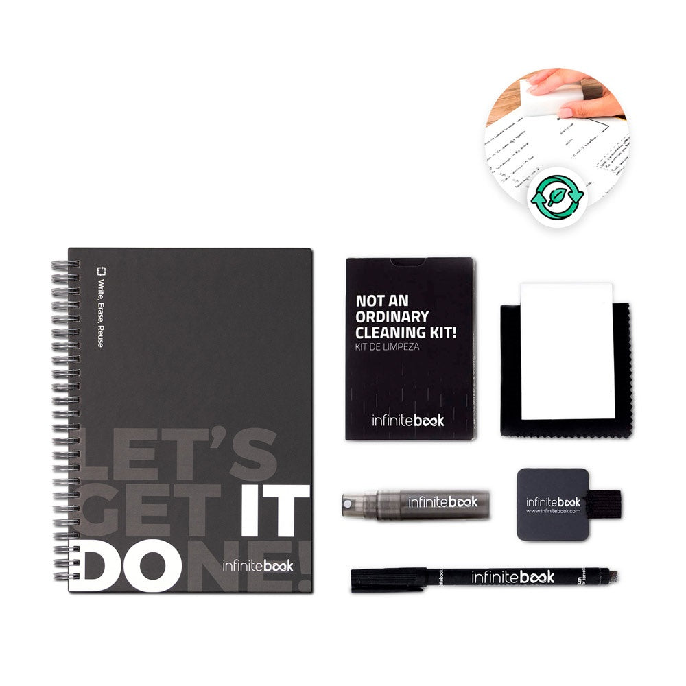 STARTER KIT INFINITEBOOK promotional notebook (complete set view) with custom logo branding