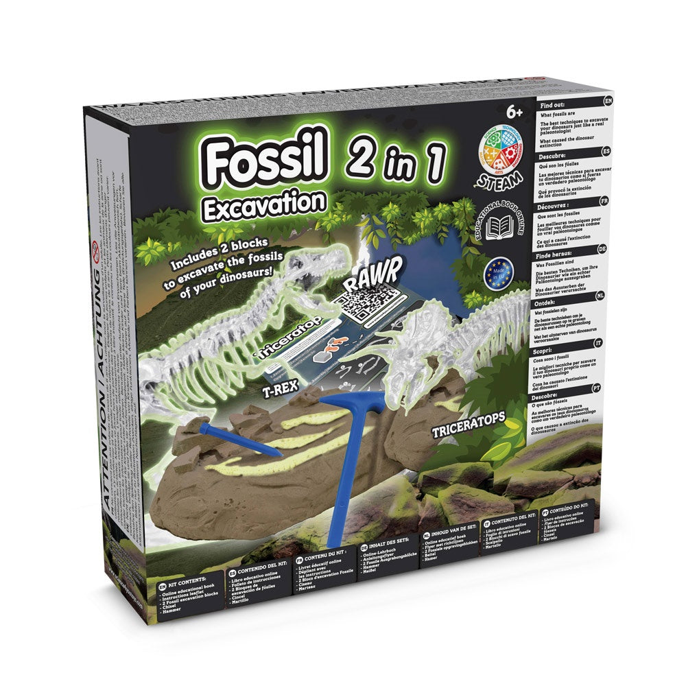 2 in 1 Fossil Excavation Kit I promotional game in assorted (detail view) with custom logo branding