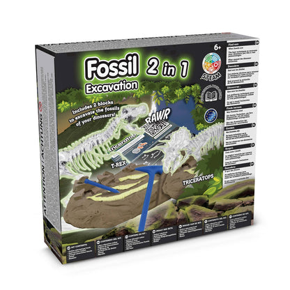 2 in 1 Fossil Excavation Kit I promotional game in assorted (detail view) with custom logo branding