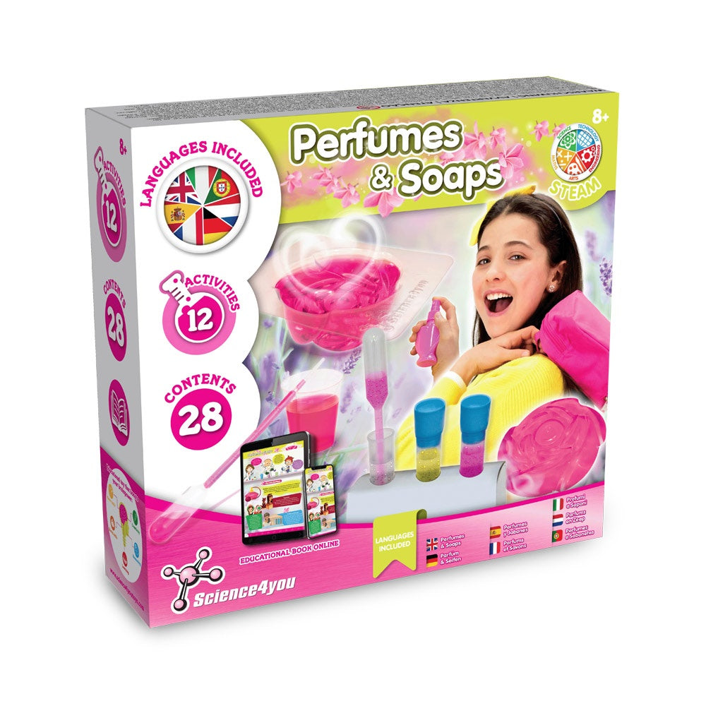 Perfume & Soap Factory Kit I promotional game (complete set view) with custom logo branding