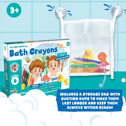 BATH CRAYONS promotional game in assorted (detail view) with custom logo branding