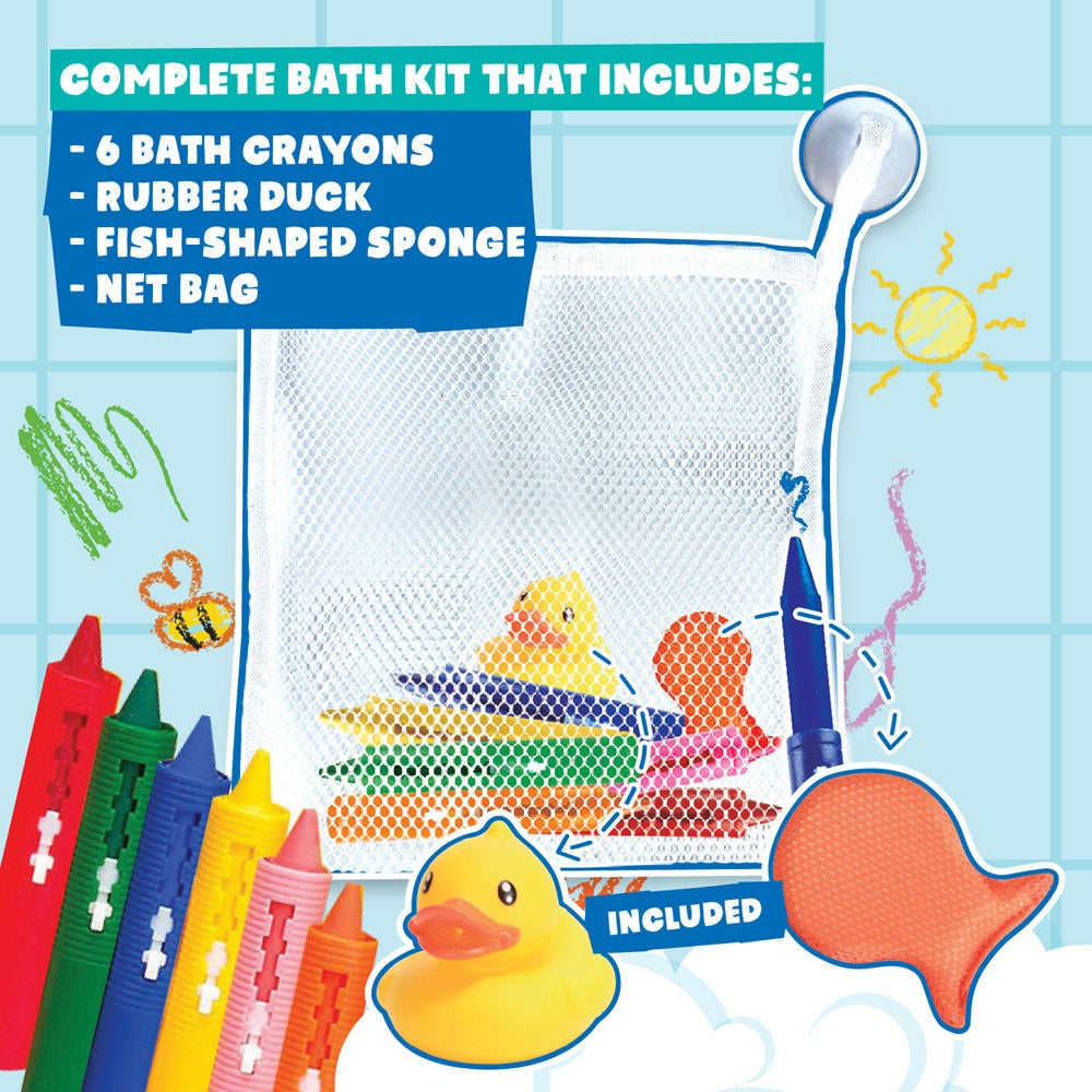 BATH CRAYONS promotional game in assorted (detail view) with custom logo branding