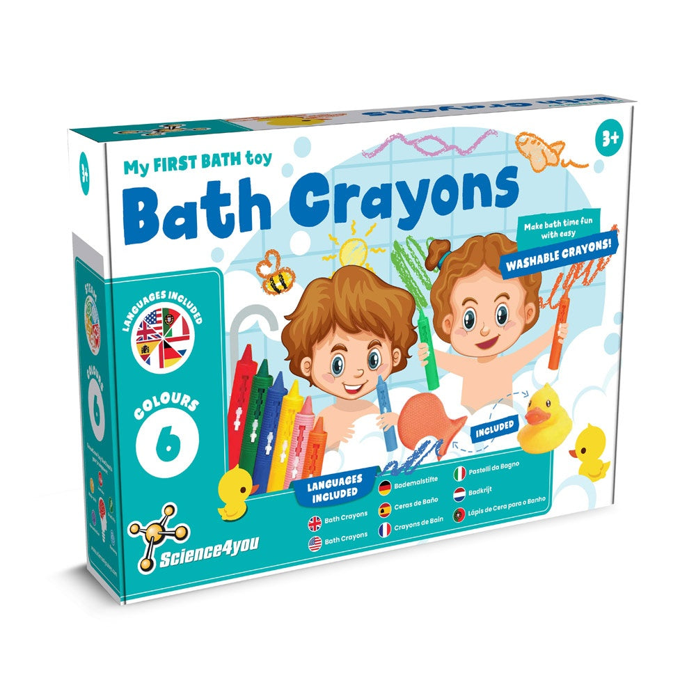 BATH CRAYONS promotional game (complete set view) with custom logo branding