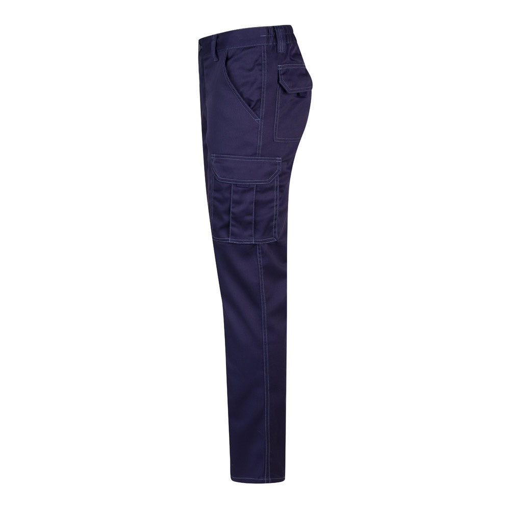 VL LUGH promotional workwear garment in blue (detail view) with custom logo branding