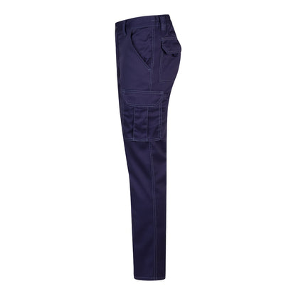 VL LUGH promotional workwear garment in blue (detail view) with custom logo branding