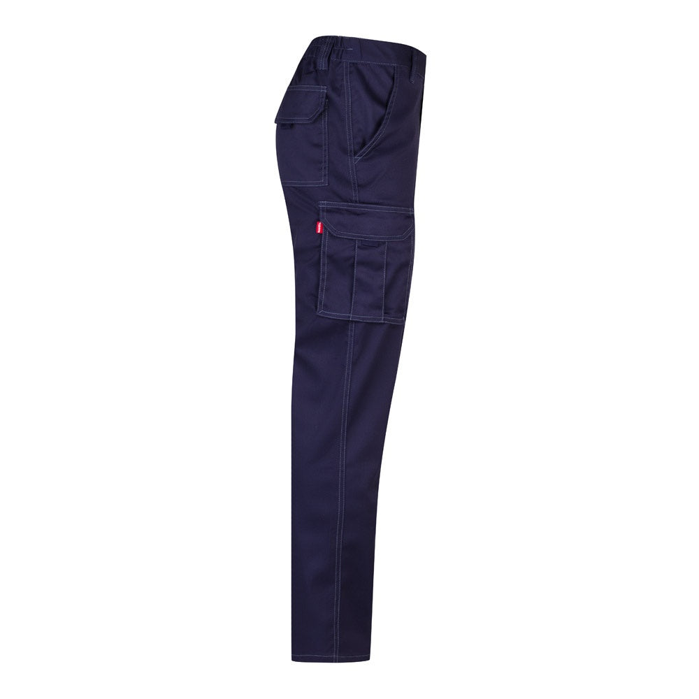 VL LUGH promotional workwear garment in blue (detail view) with custom logo branding