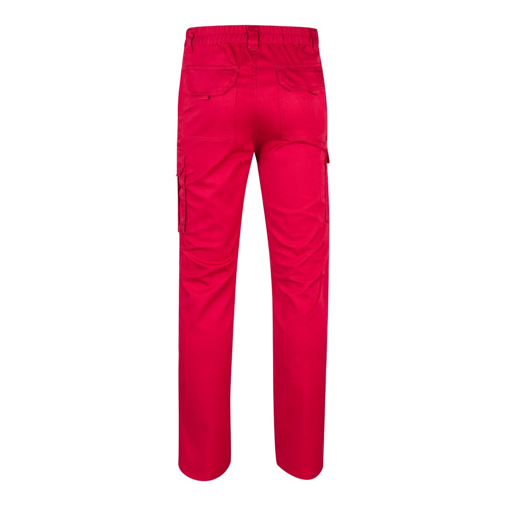 VL LUGH promotional workwear garment in red (detail view) with custom logo branding
