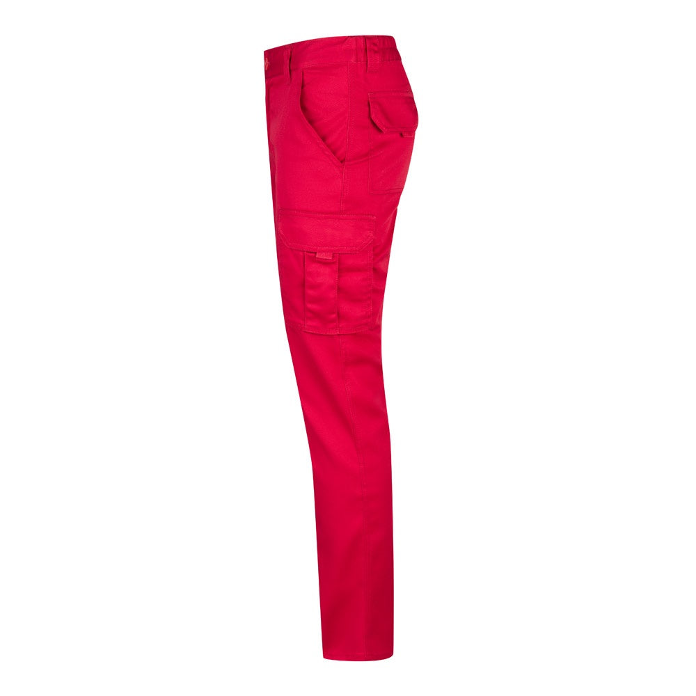 VL LUGH promotional workwear garment in red (detail view) with custom logo branding